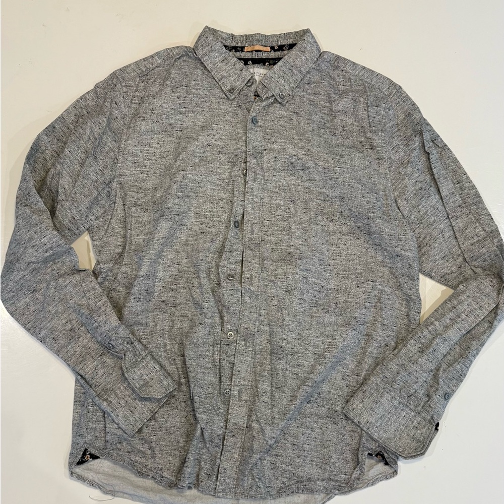 Denim & Flower Men's Casual Gray Button-Down Shirt